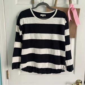 Madewell Navy and White Striped Long Sleeve Top Size S